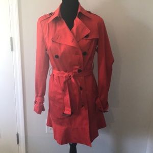 Cache red ruffle trench coat